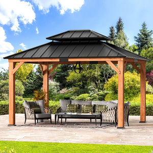 10'x12' Rosewood Cedar Hardtop Gazebo