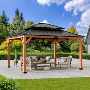 13'x15' Rosewood Cedar Hardtop Gazebo