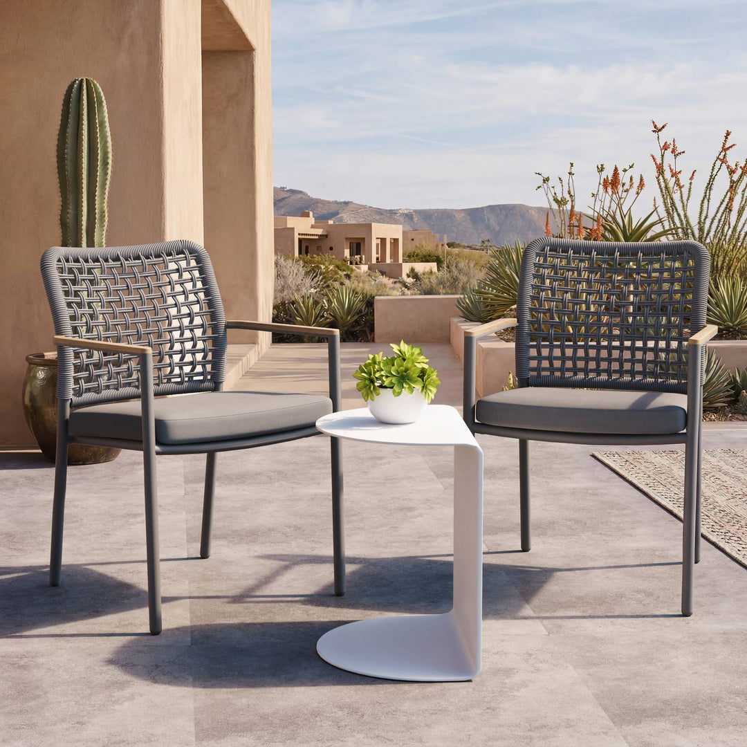 Riviera Outdoor-Esszimmerstuhl aus geflochtenem Aluminium