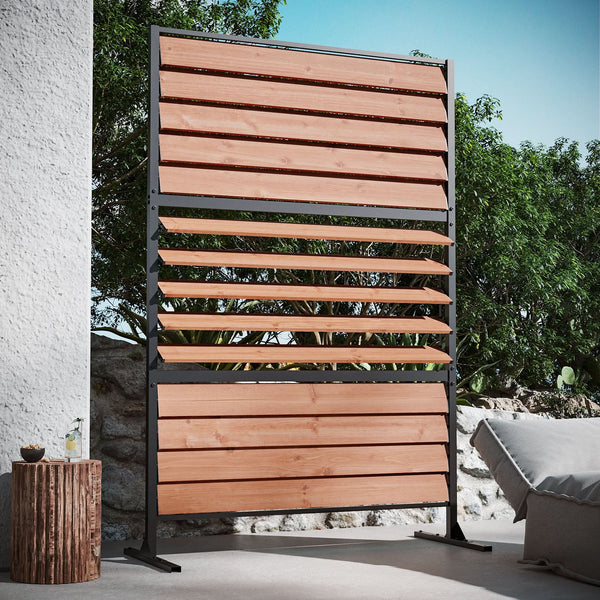 4'x6' Louvered Wood Privacy Fence with Open/Close Slats