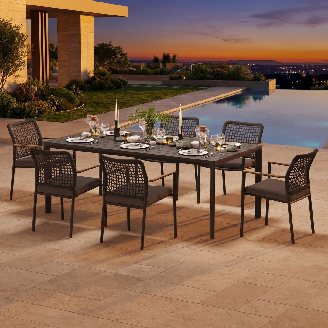 Riviera Outdoor-Esszimmerstuhl aus geflochtenem Aluminium
