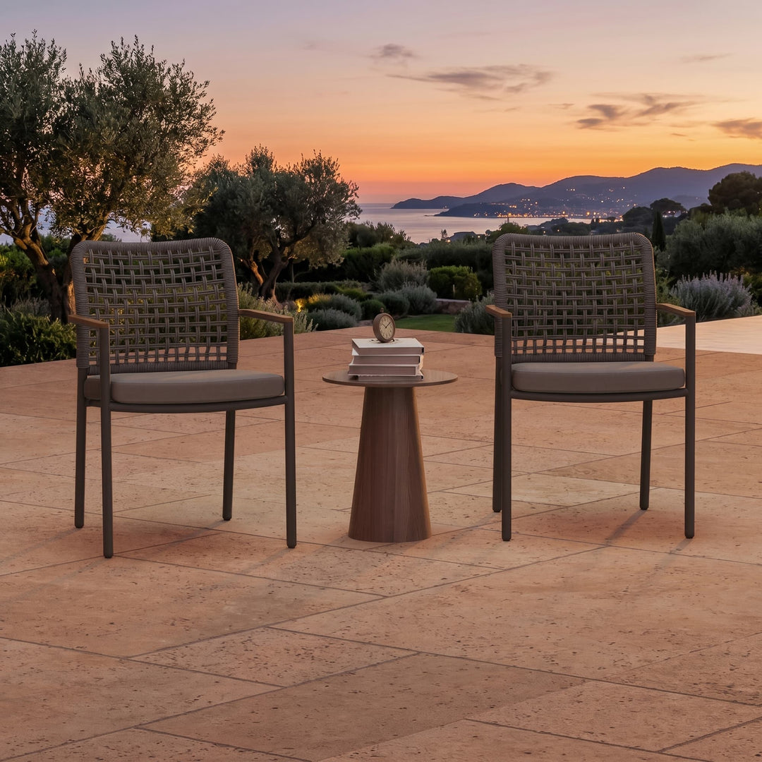 Riviera Outdoor-Esszimmerstuhl aus geflochtenem Aluminium
