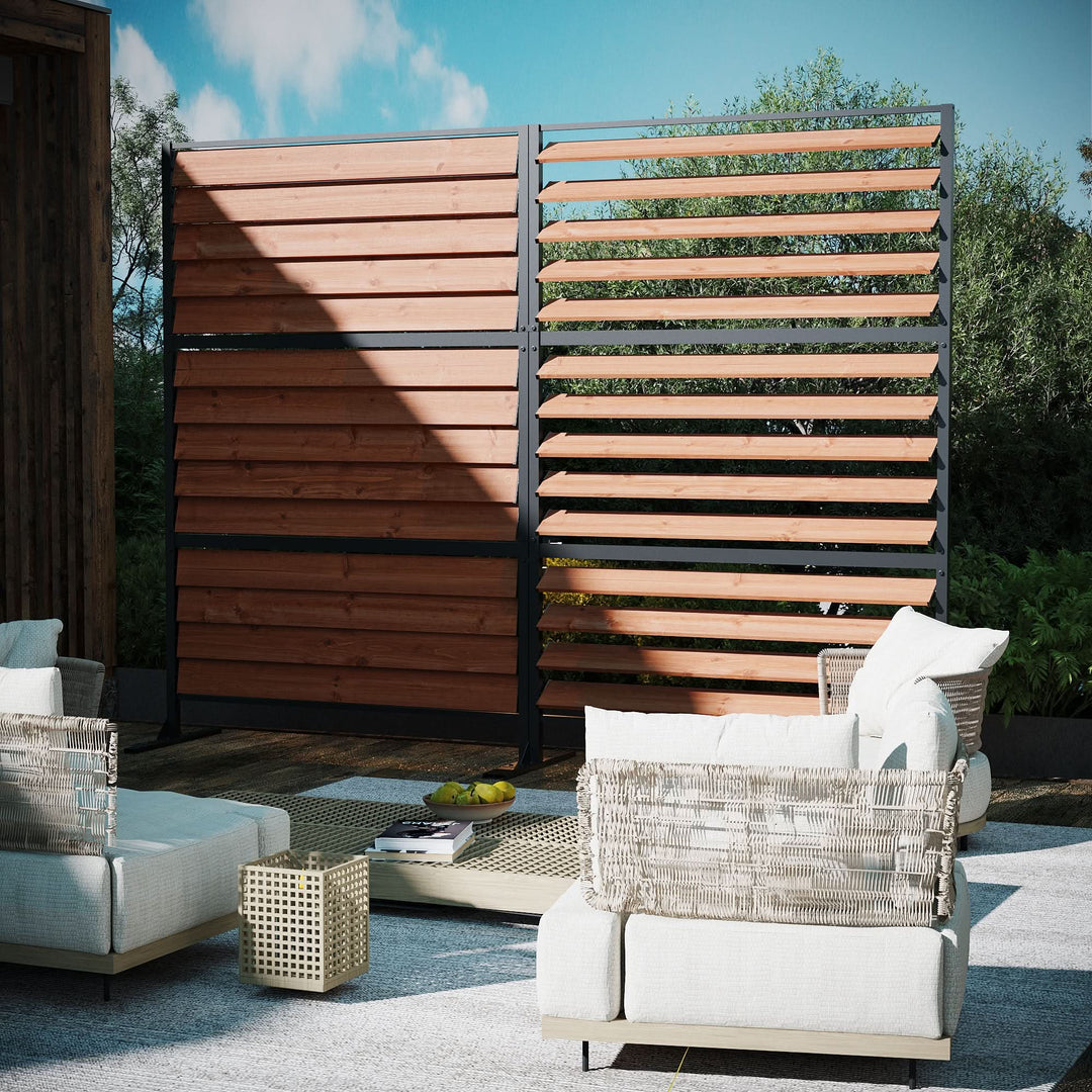 1,22m x 1,83m Sichtschutzzaun aus Holz mit verstellbaren Lamellen