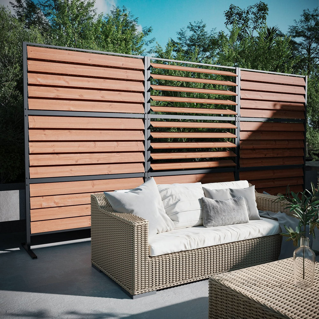 1,22m x 1,83m Sichtschutzzaun aus Holz mit verstellbaren Lamellen