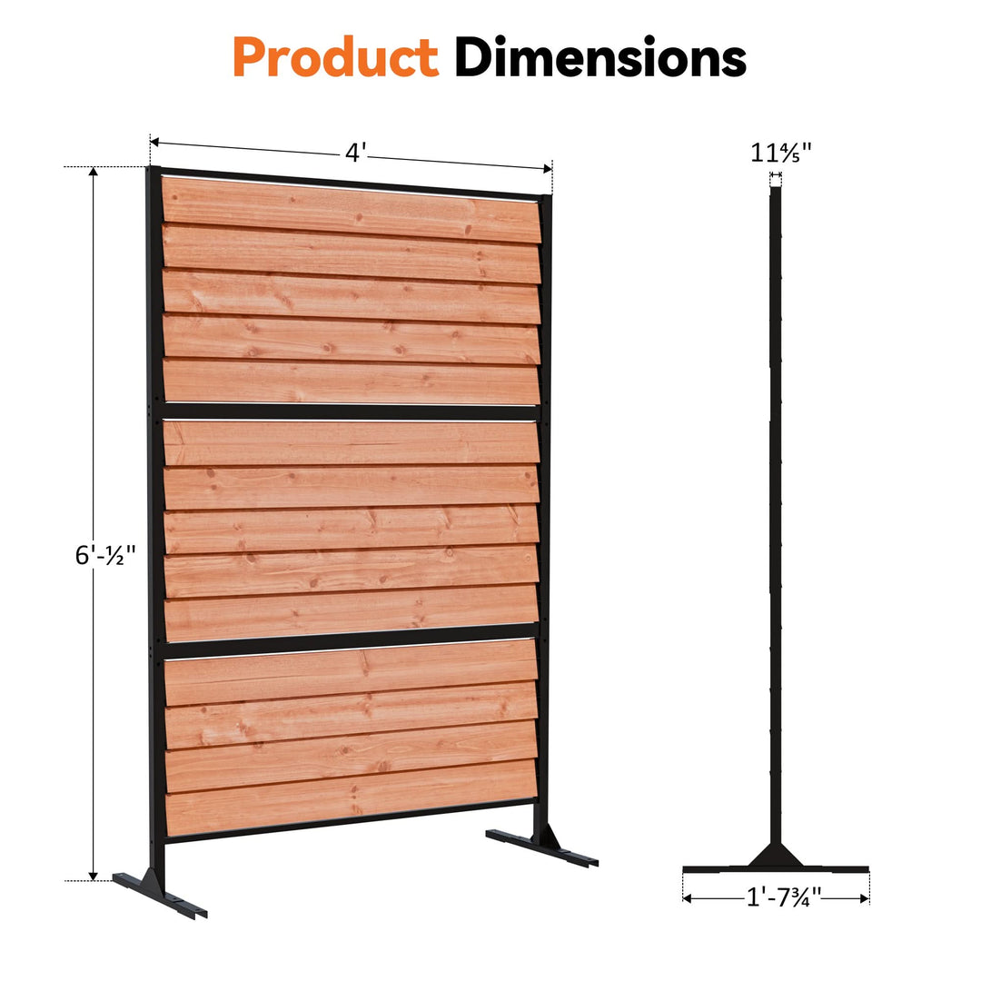 1,22m x 1,83m Sichtschutzzaun aus Holz mit verstellbaren Lamellen