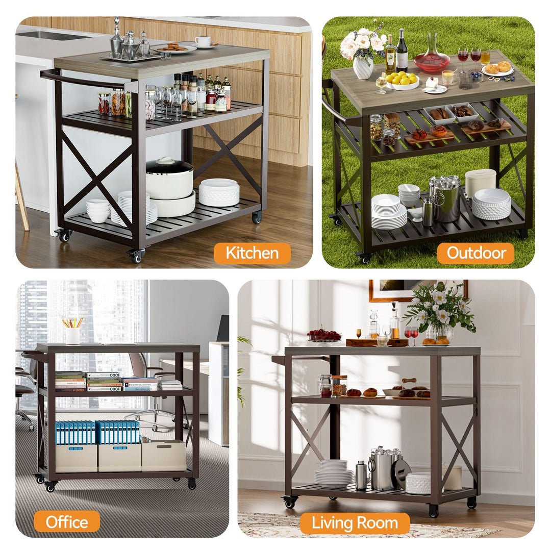 Grillwagen mit Arbeitsplatte in Holzoptik