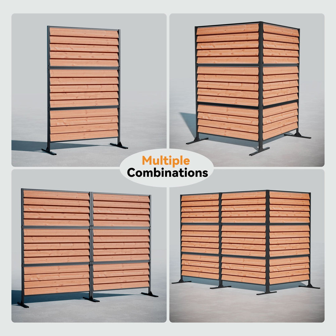 1,22m x 1,83m Sichtschutzzaun aus Holz mit verstellbaren Lamellen