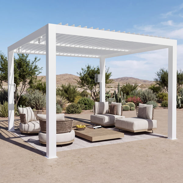 10x10 Aurora Metall-Pergola mit verstellbaren Lamellen