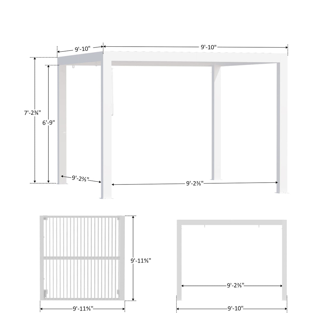 10'x10' Aurora Metal Pergola with Adjustable Louver