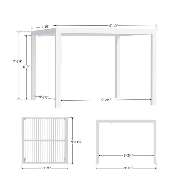 10x10 Aurora Metall-Pergola mit verstellbaren Lamellen