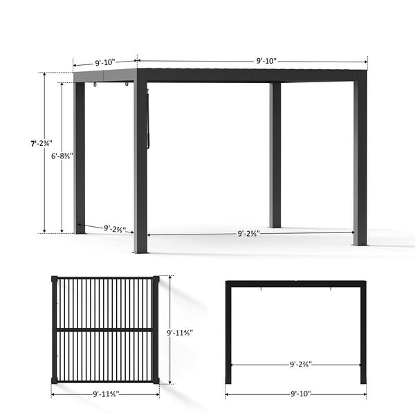 10x10 Aurora Metall-Pergola mit verstellbaren Lamellen