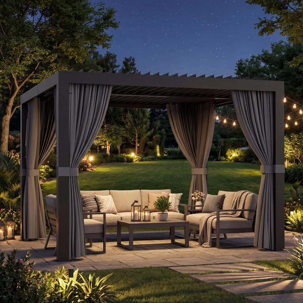 10x10 Aurora Metall-Pergola mit verstellbaren Lamellen