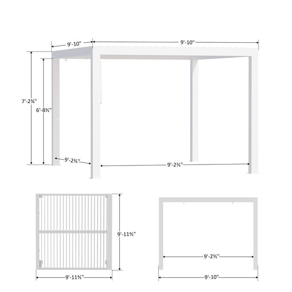 10x10 Aurora Metall-Pergola mit verstellbaren Lamellen