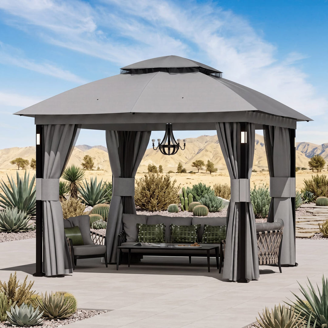 6'x11' Woodberry Pavillon mit Holzdecke und TV-Halterung