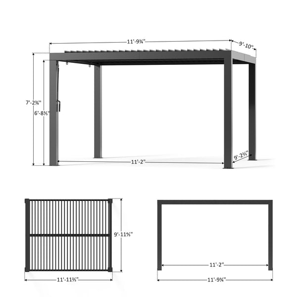 10'x12' Aurora Metall-Pergola mit verstellbaren Lamellen