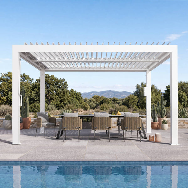10'x12' Aurora Metall-Pergola mit verstellbaren Lamellen