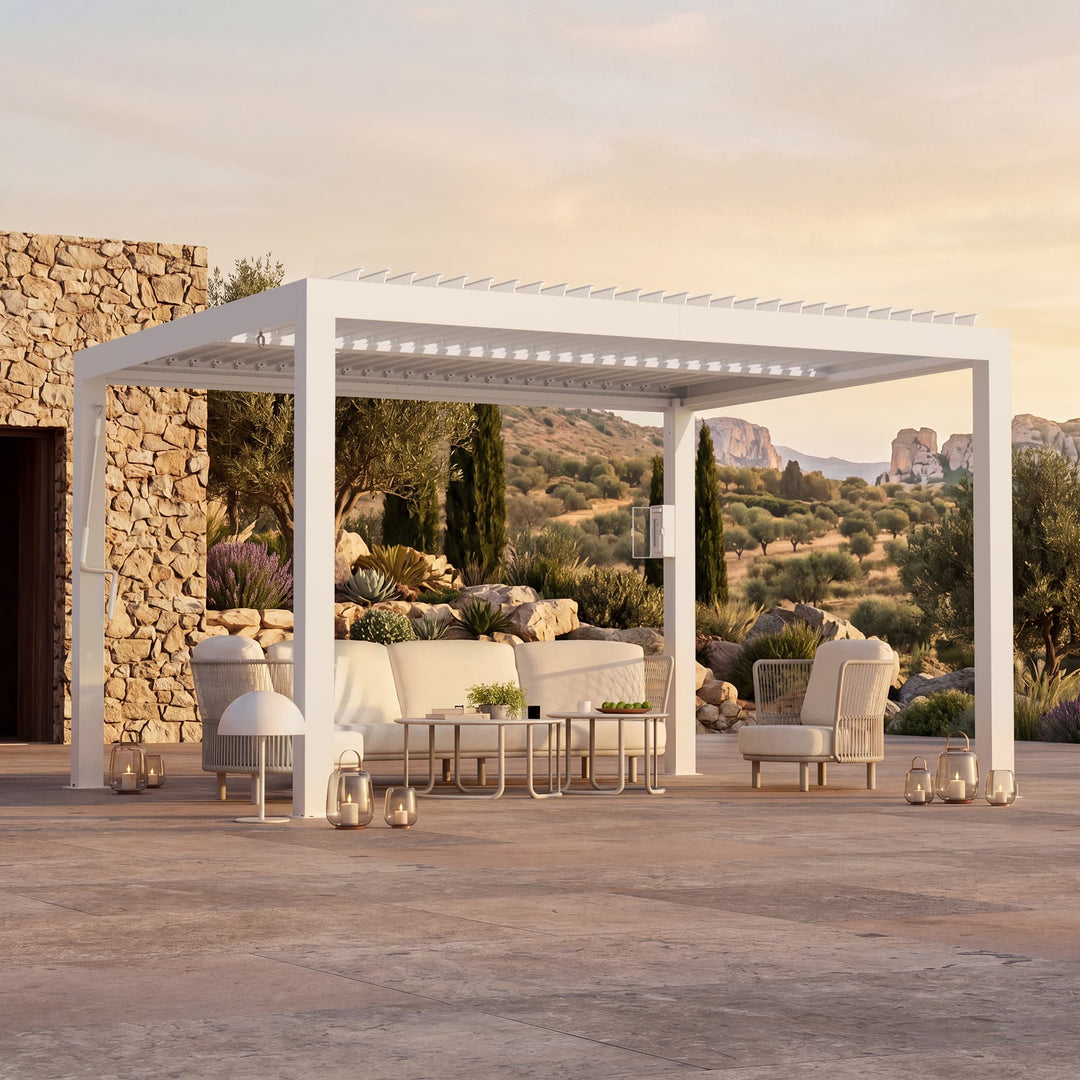 10'x12' Aurora Metal Pergola with Adjustable Louver