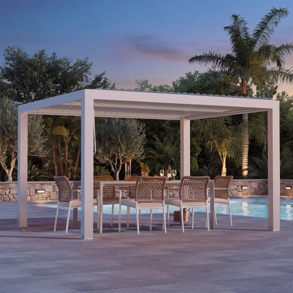 10'x12' Aurora Metall-Pergola mit verstellbaren Lamellen