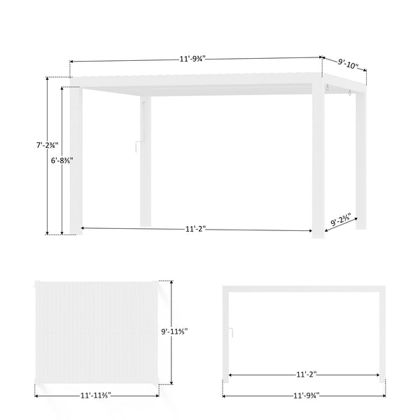 10'x12' Aurora Metall-Pergola mit verstellbaren Lamellen