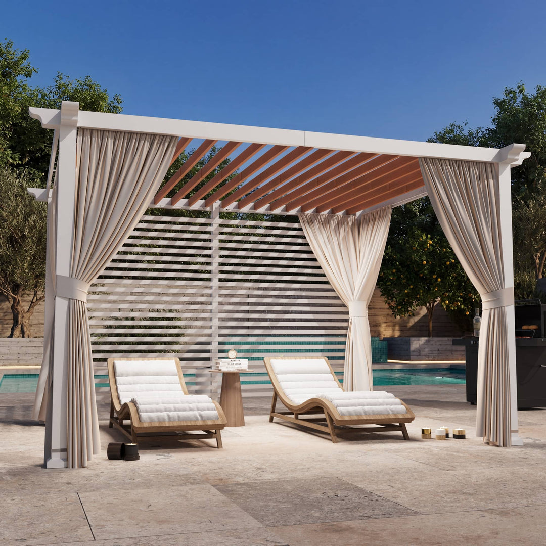 10'x12' Open Sky Metal Pergola with Wood Grain Finish