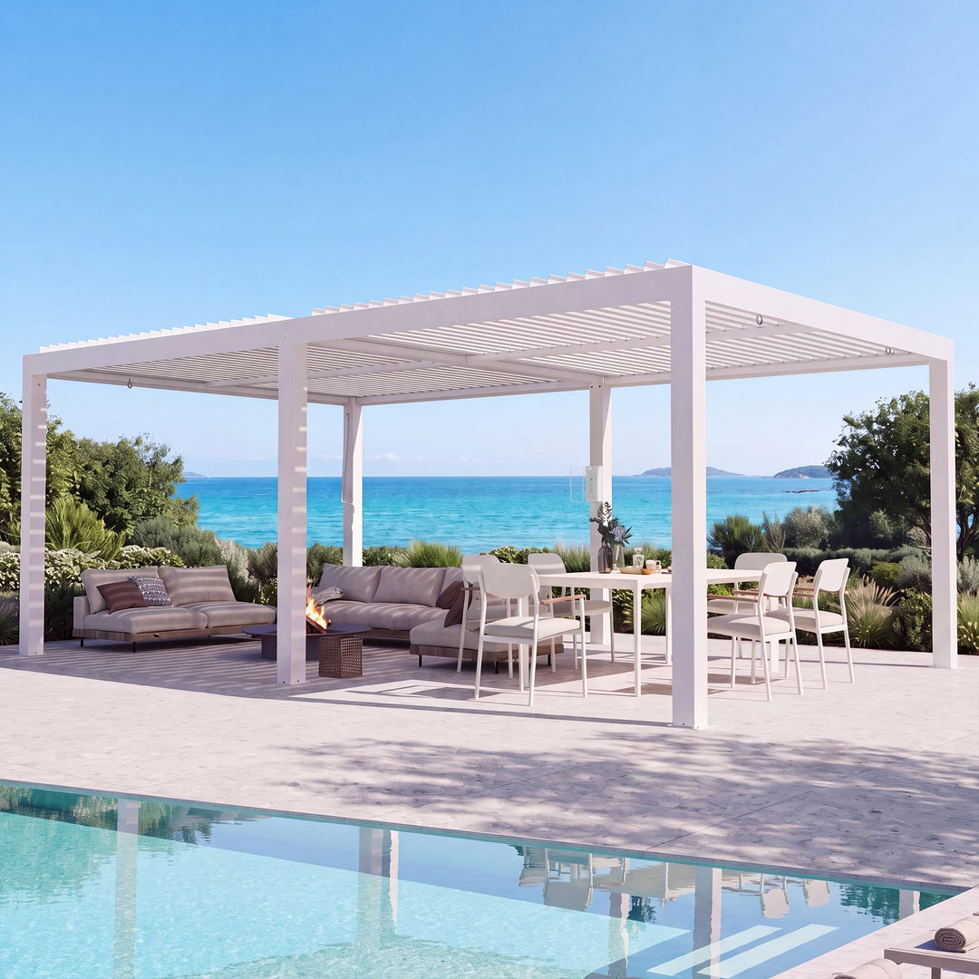 10'x20' Aurora Metall-Pergola mit verstellbaren Lamellen