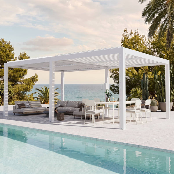 10'x20' Aurora Metal Pergola with Adjustable Louver