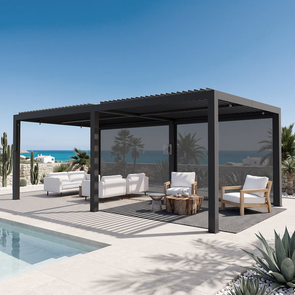10'x20' Aurora Metall-Pergola mit verstellbaren Lamellen