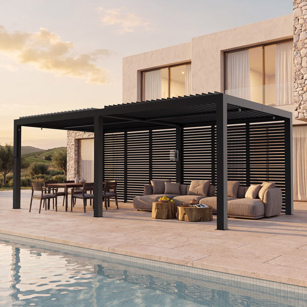 10'x20' Aurora Metall-Pergola mit verstellbaren Lamellen