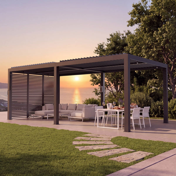 10'x20' Aurora Metall-Pergola mit verstellbaren Lamellen