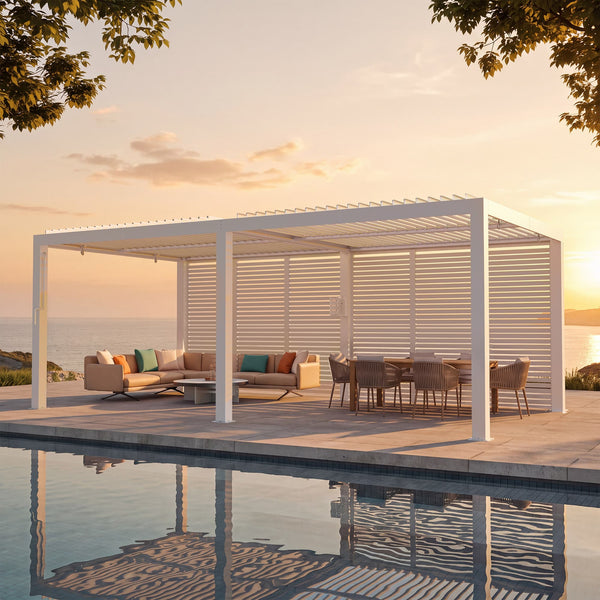 10'x20' Aurora Metall-Pergola mit verstellbaren Lamellen