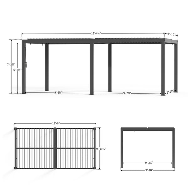 10'x20' Aurora Metall-Pergola mit verstellbaren Lamellen