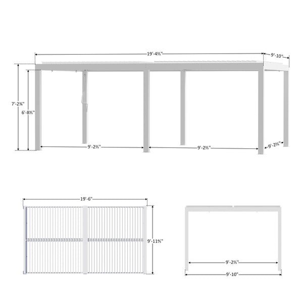 10'x20' Aurora Metall-Pergola mit verstellbaren Lamellen