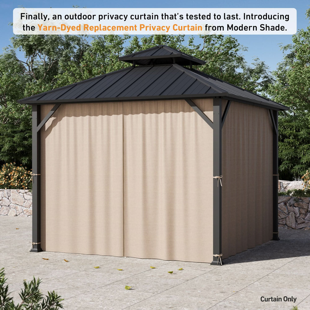 Yarn-dyed 10'x10' Privacy Curtain for Gazebo with Zipper