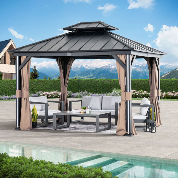 10'x12' Aluminium-Ganzjahres-Pavillon mit festem Dach