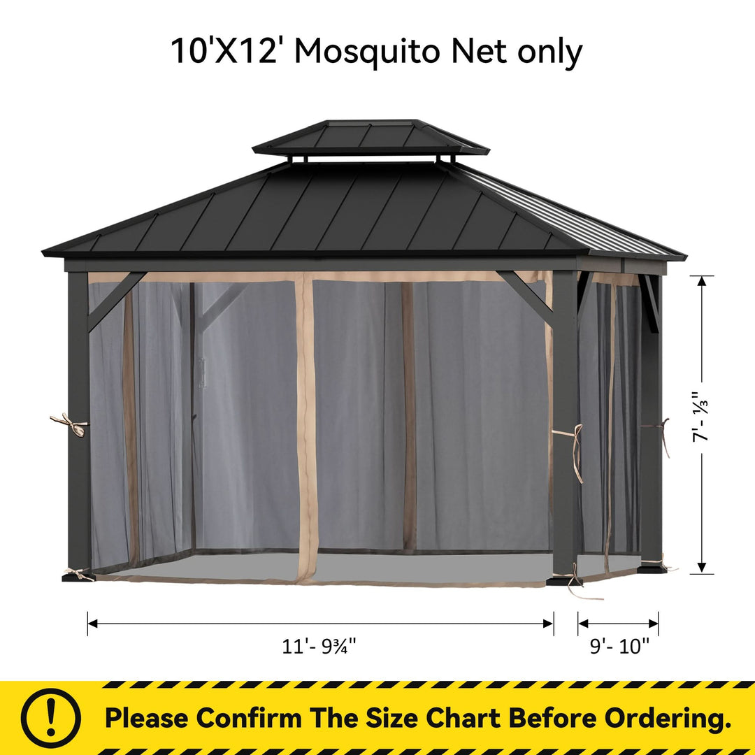 10'x12' Moskitonetz für Pavillon mit Zwei-Wege-Reißverschluss