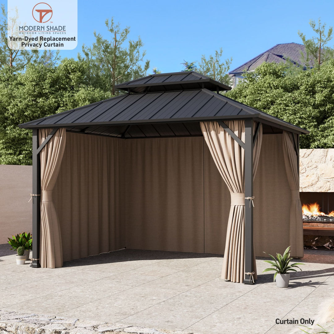 Yarn-dyed 10'x12' Privacy Curtain for Gazebo with Zipper