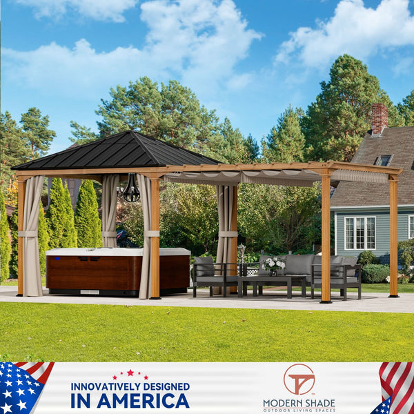 10'x20' Sunrise Coast Metall-Hardtop-Pavillon mit Hybrid-Pavillon + Pergola-Design