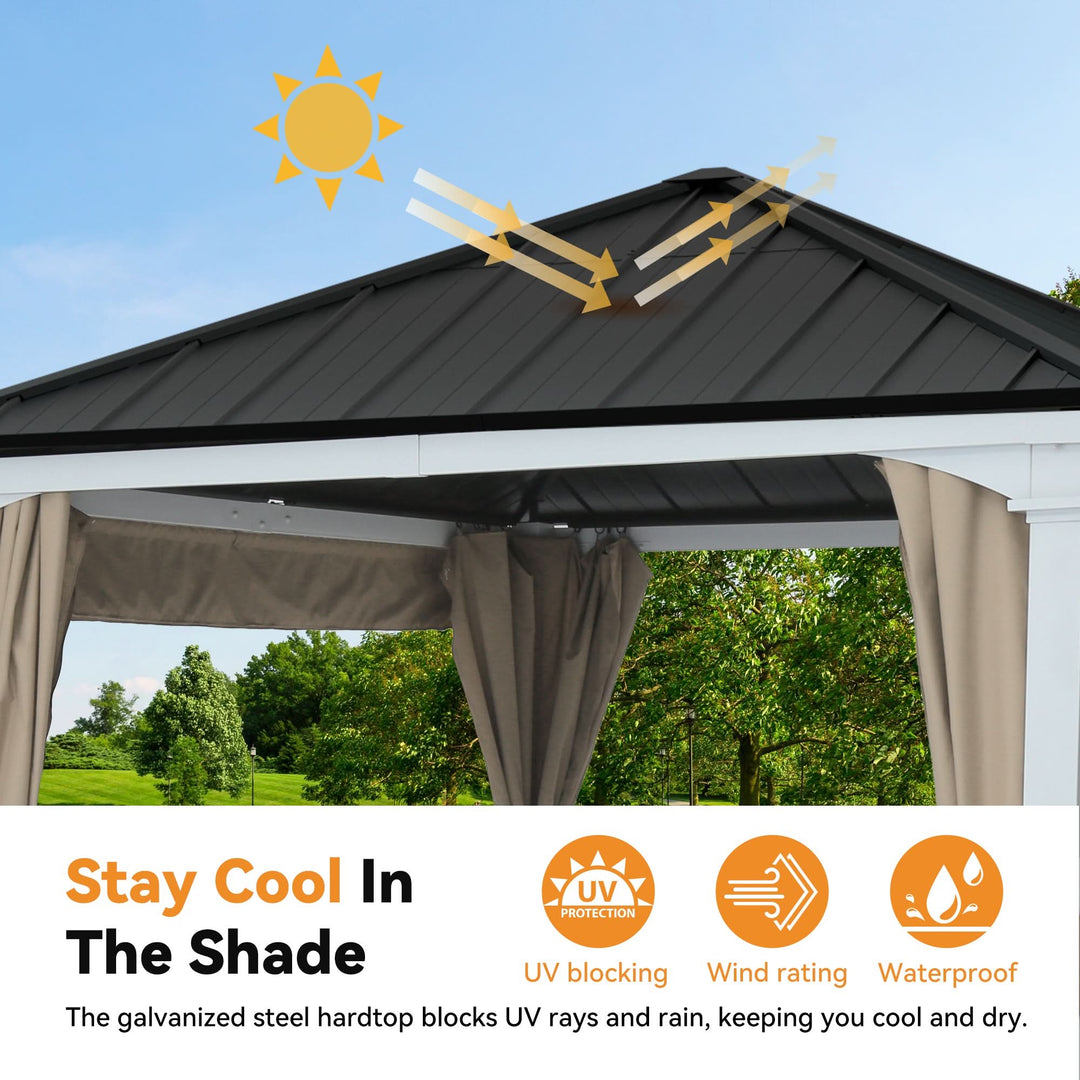 10'x20' Sunrise Coast Metal Hardtop Gazebo with Hybrid Pavilion + Pergola Design