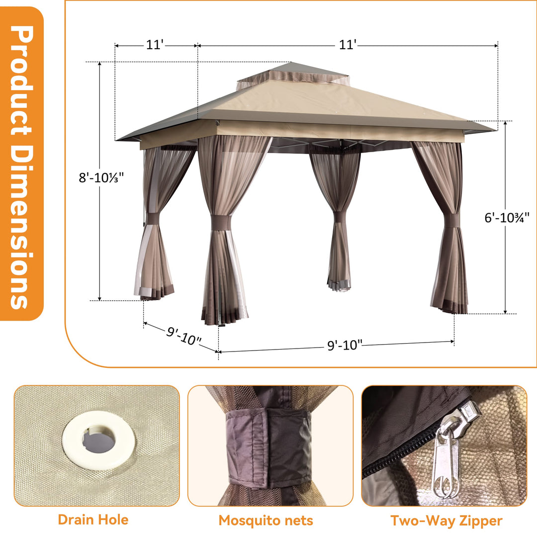 6'x11' Woodberry Pavillon mit Holzdecke und TV-Halterung