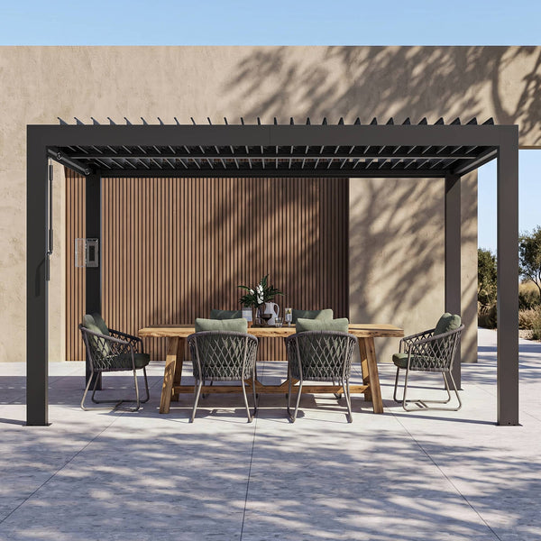 10'x12' Aurora Metall-Pergola mit verstellbaren Lamellen