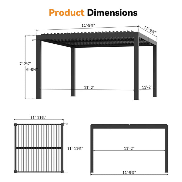 10'x12' Aurora Metall-Pergola mit verstellbaren Lamellen