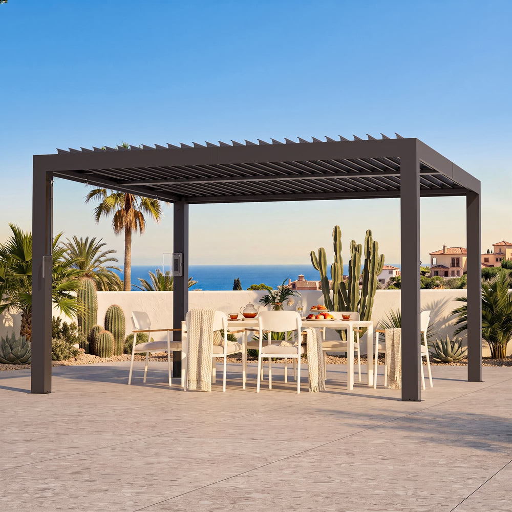 10'x12' Aurora Metall-Pergola mit verstellbaren Lamellen