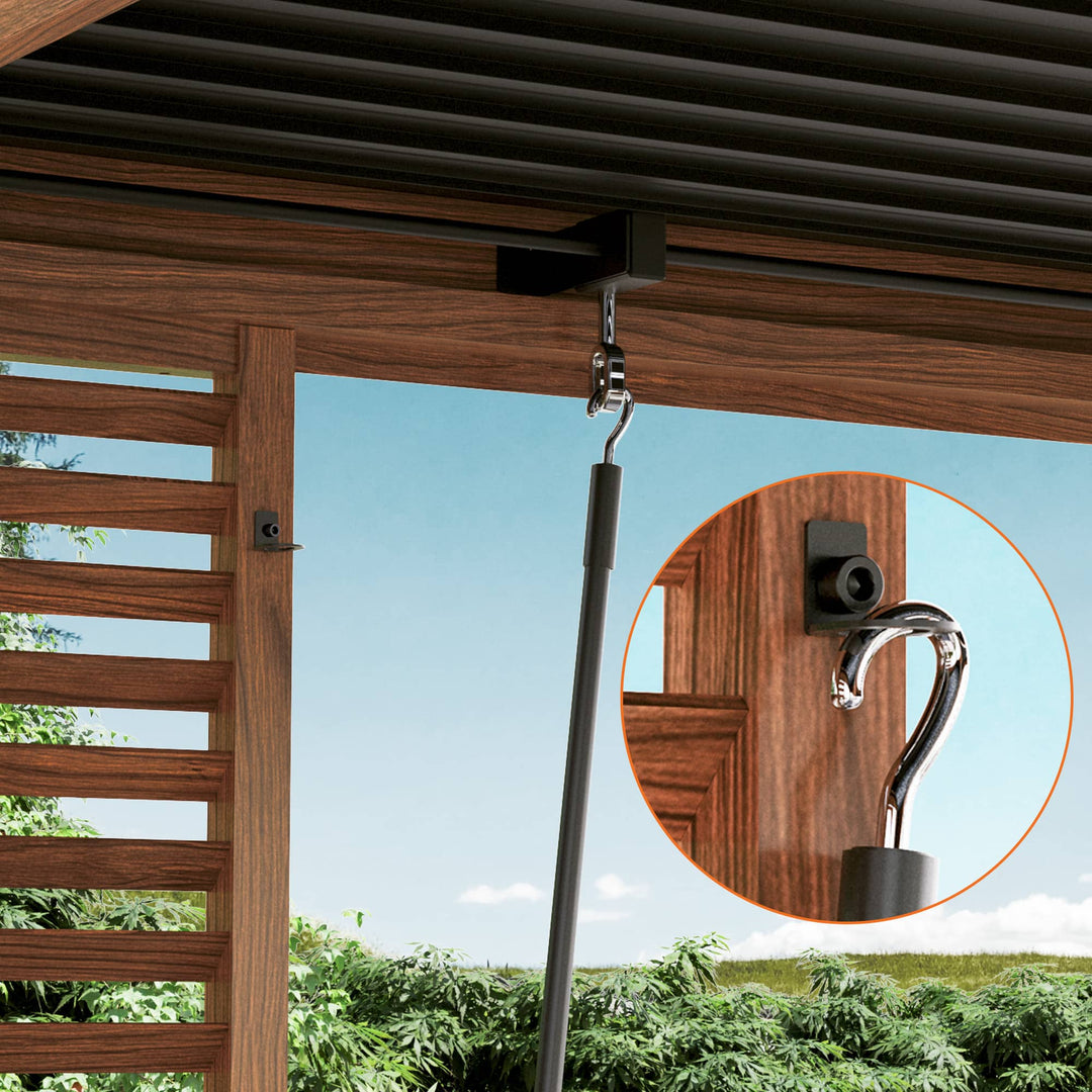 10x12 Fuß Open Sky Metallpergola mit Holzmaserung