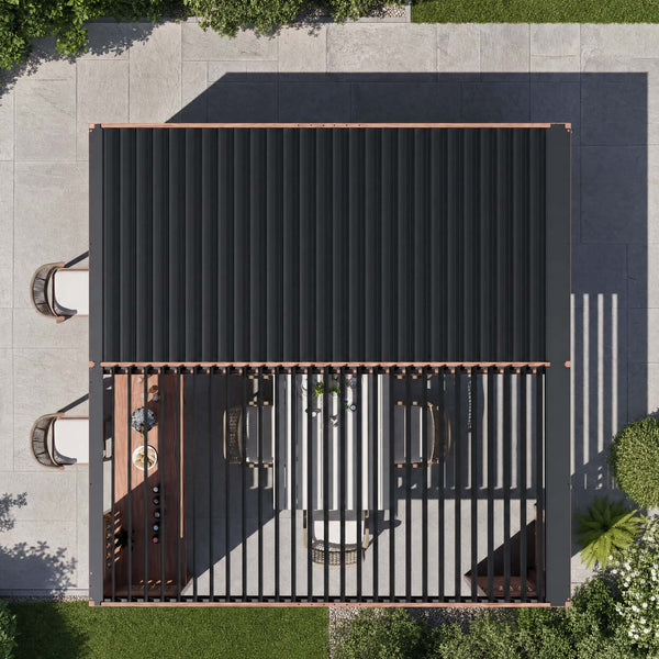 12'x12' Aurora Premium Metal Pergola with Adjustable Louver