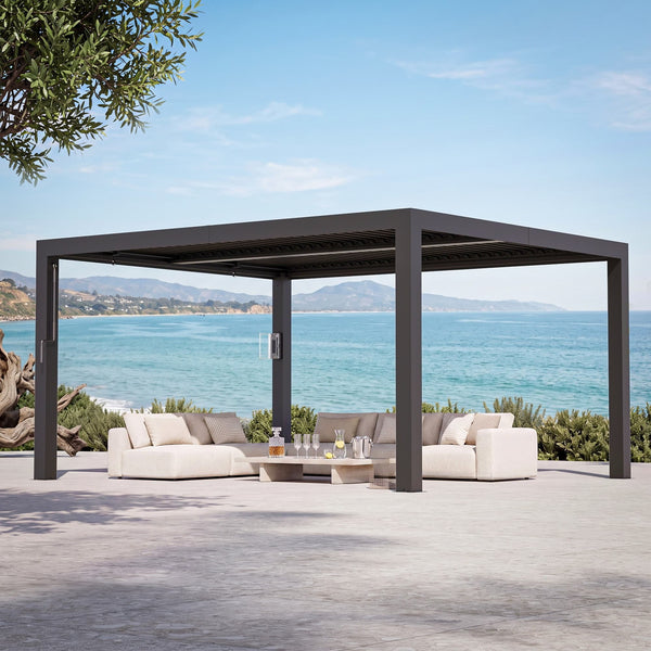 10'x12' Aurora Metall-Pergola mit verstellbaren Lamellen