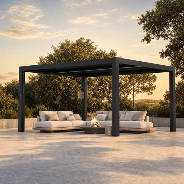 10'x12' Aurora Metall-Pergola mit verstellbaren Lamellen