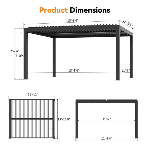 10'x12' Aurora Metall-Pergola mit verstellbaren Lamellen