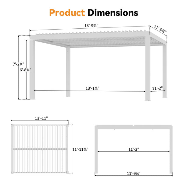 10'x12' Aurora Metall-Pergola mit verstellbaren Lamellen