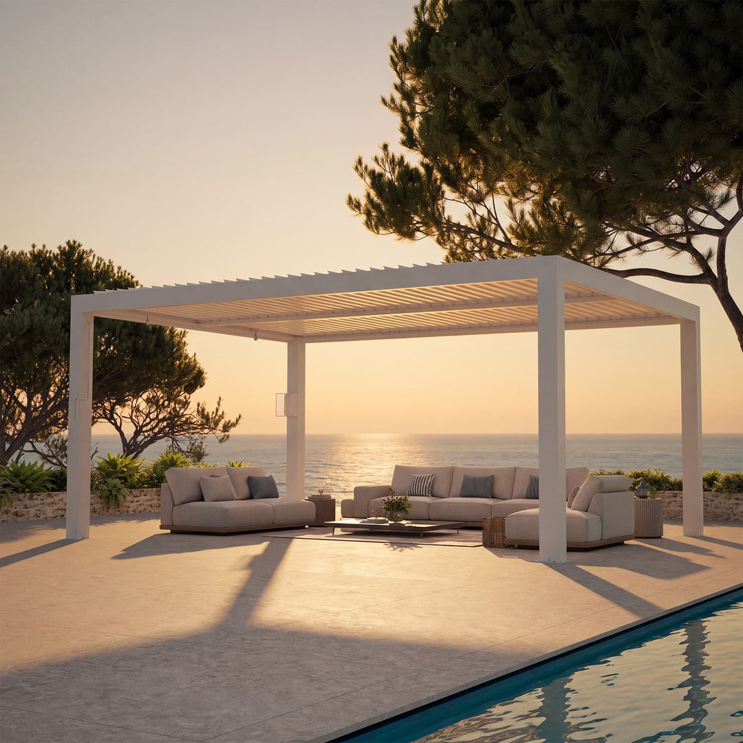 10'x12' Aurora Metall-Pergola mit verstellbaren Lamellen