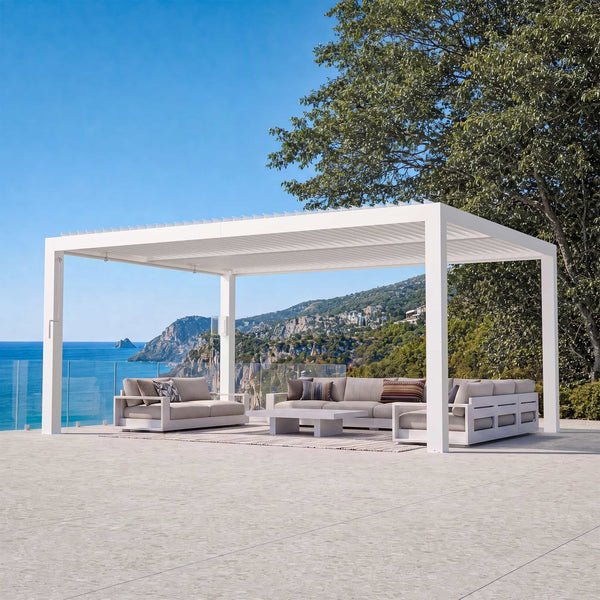 10'x12' Aurora Metall-Pergola mit verstellbaren Lamellen